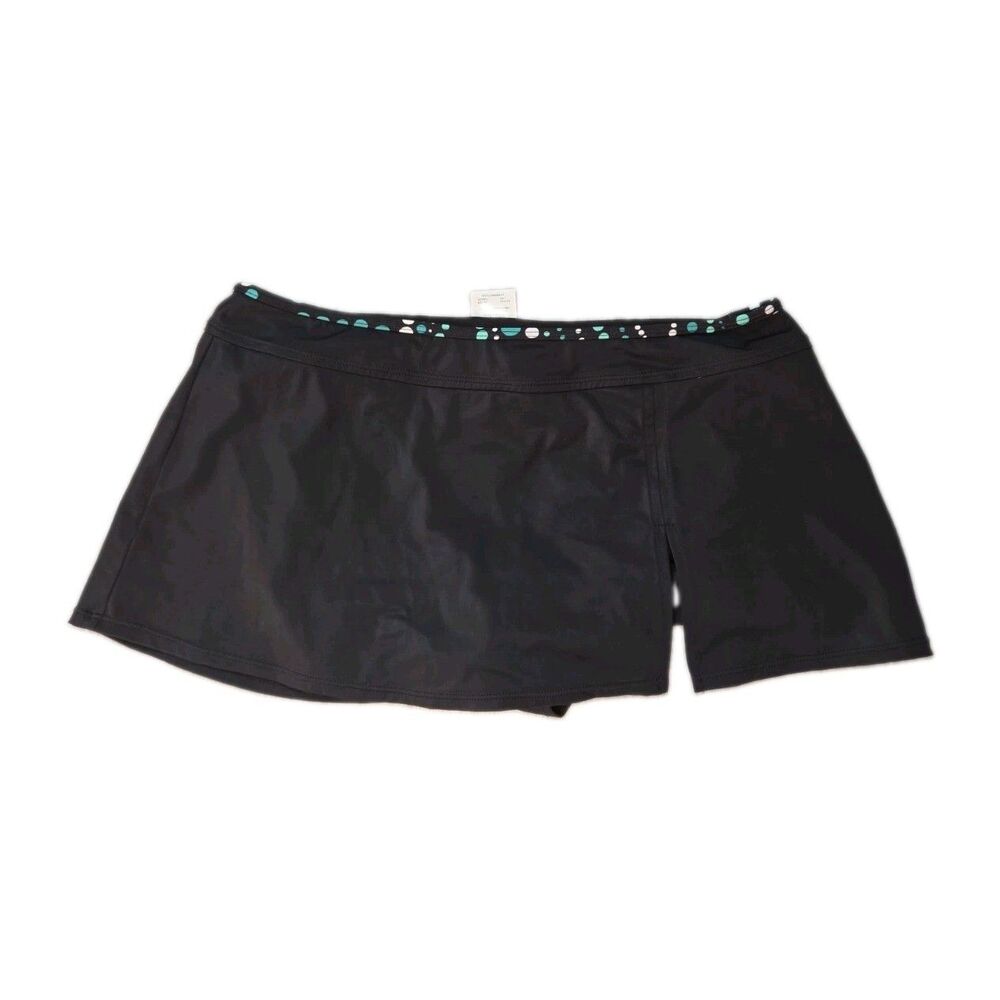 South Point Swim Skirt Bottom Black Polka Dot Trim Skort Womens Size 12 EUC
